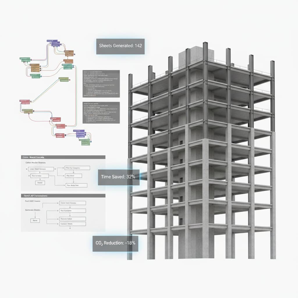 Automated structural BIM model with Dynamo, Python code overlays and carbon data tags